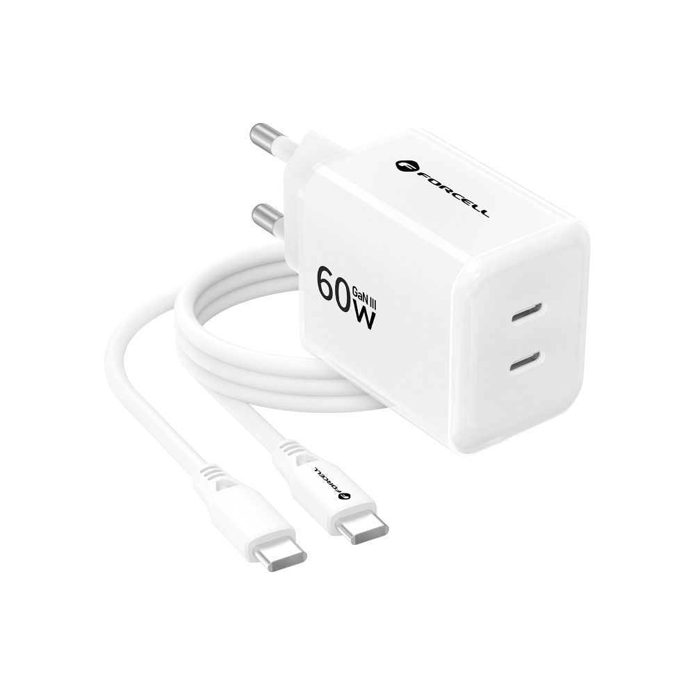 Ładowarka sieciowa Forcell VT-60 F-Energy AVS 60W GaN III Crystal Color 2xUSB-C + kabel 1 m biała SAMSUNG Galaxy M15 5G Ładowarka sieciowa Forcell VT-60 F-Energy AVS 60W GaN III Crystal Color 2xUSB-C + kabel 1 m biała SAMSUNG Galaxy M15 5G