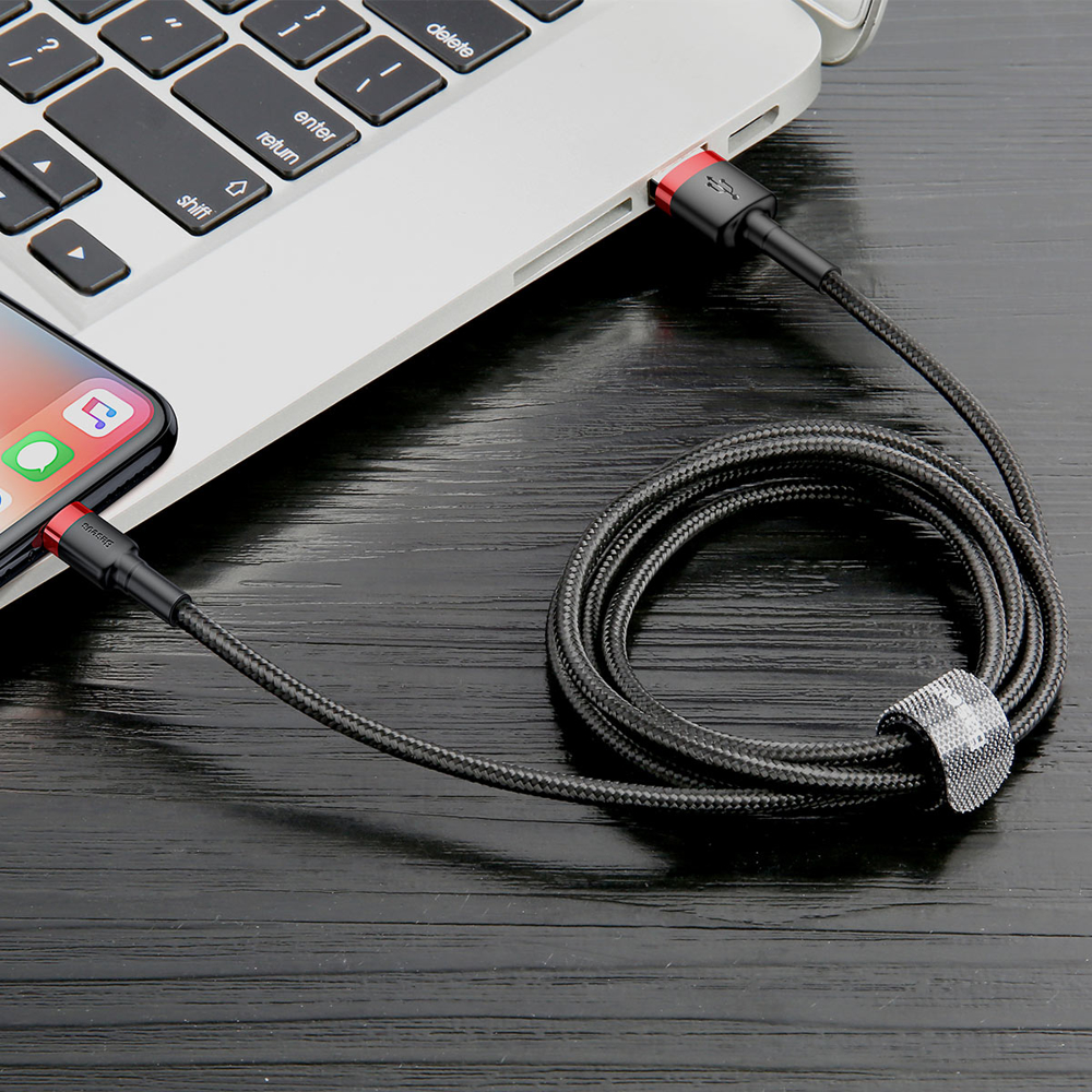 Kabel USB BASEUS Cafule lighting 200cm czarno-czerwony / 3