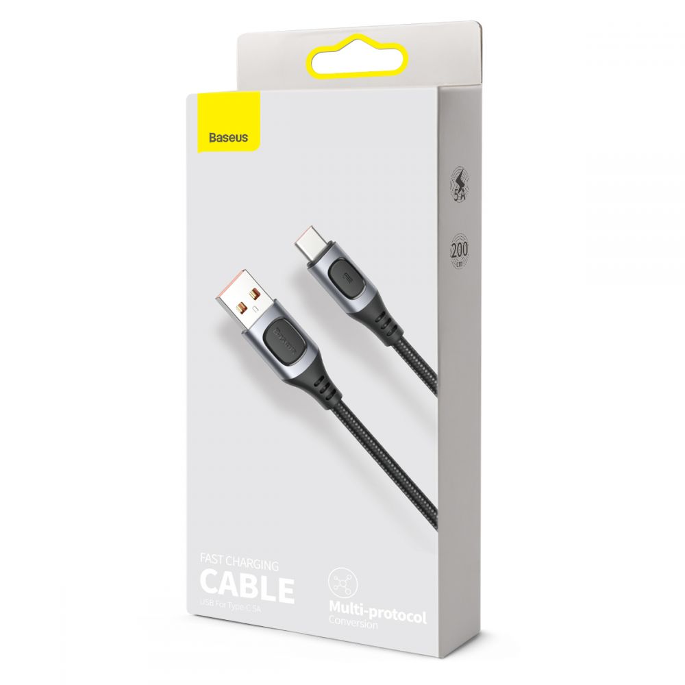 Kabel USB BASEUS FC5A Typ-C 200cm szary ZTE Blade Max 3 Z986U / 7