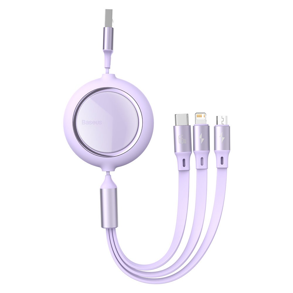 Kabel USB Baseus Bright Mirror 3w1  micro USB-USB Typ C-Lightning 1,2m CAMLC-MJ05 fioletowy Google Pixel 4a