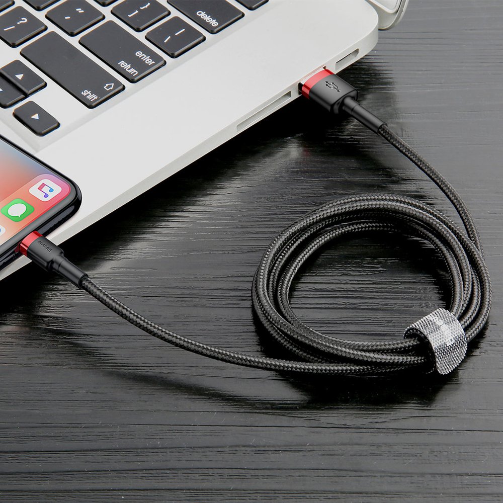 Kabel USB Baseus Cafule USB Lightning 0,5m czarno-czerwony / 2