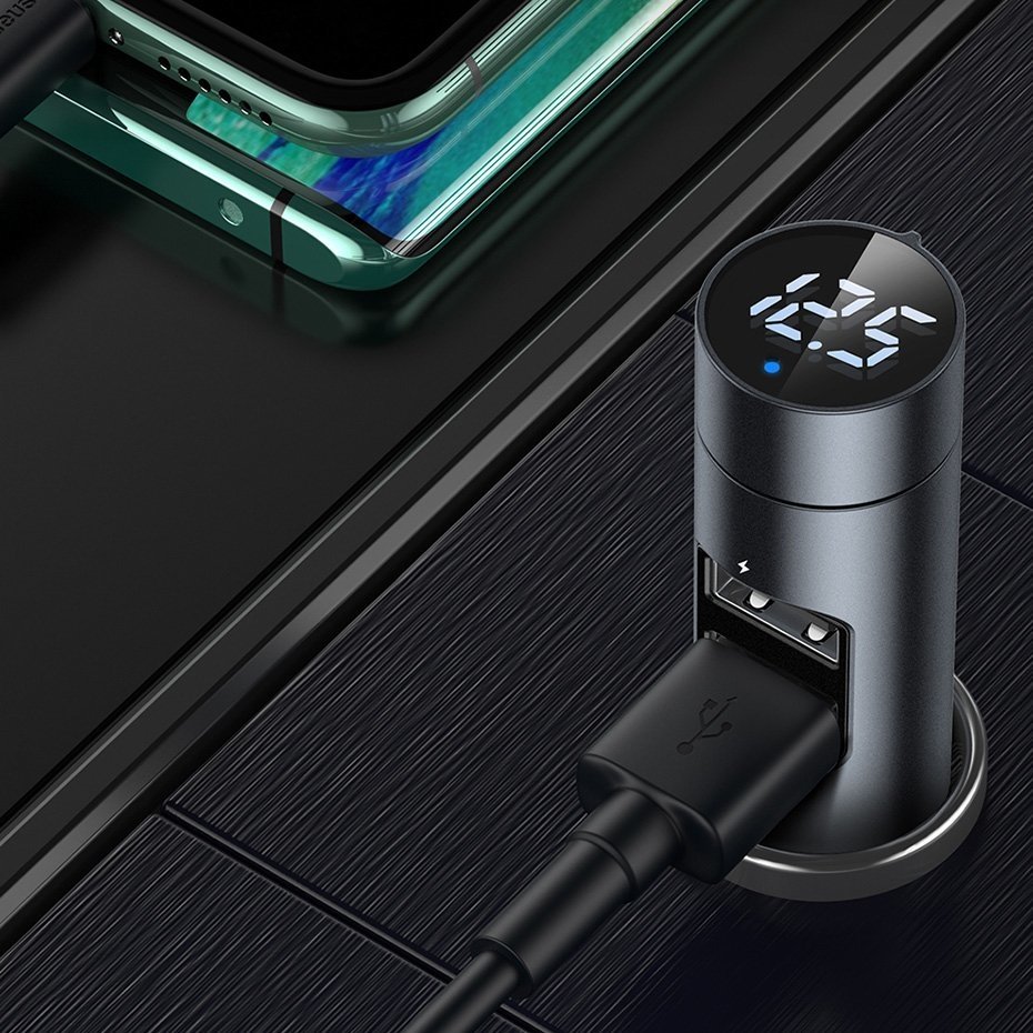 adowarka samochodowa Transmiter FM Bluetooth Baseus Energy Column szary HTC Desire 650 / 11