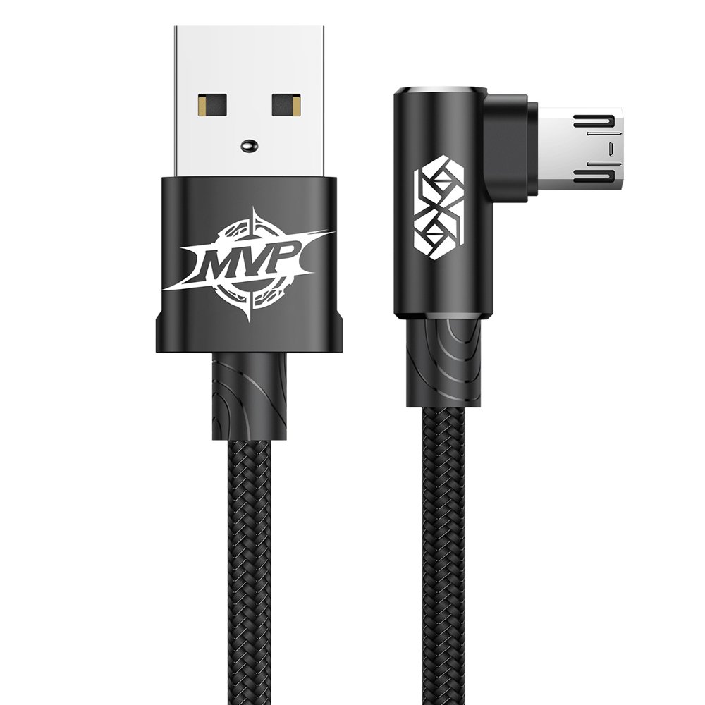 Kabel USB Baseus MVP Elbow dwustronny ktowy 2m MicroUSB czarny