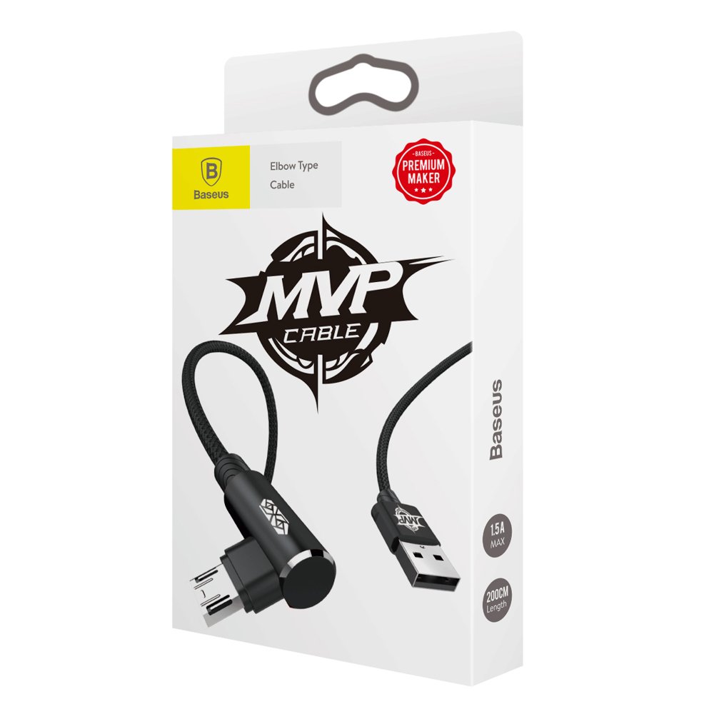 Kabel USB Baseus MVP Elbow dwustronny ktowy 2m MicroUSB czarny Wiko View Max / 7