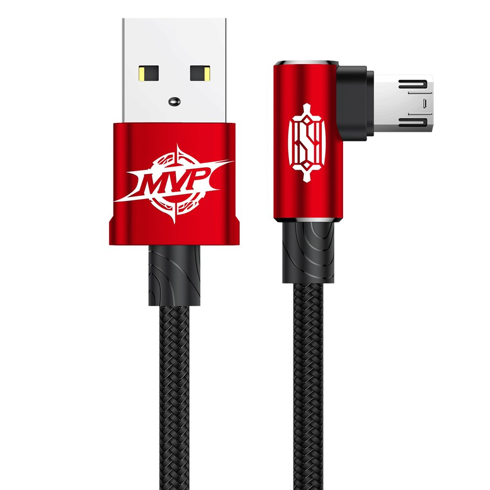 Kabel USB Baseus MVP Elbow dwustronny ktowy 2m MicroUSB czerwony ZTE Blade V8 Lite