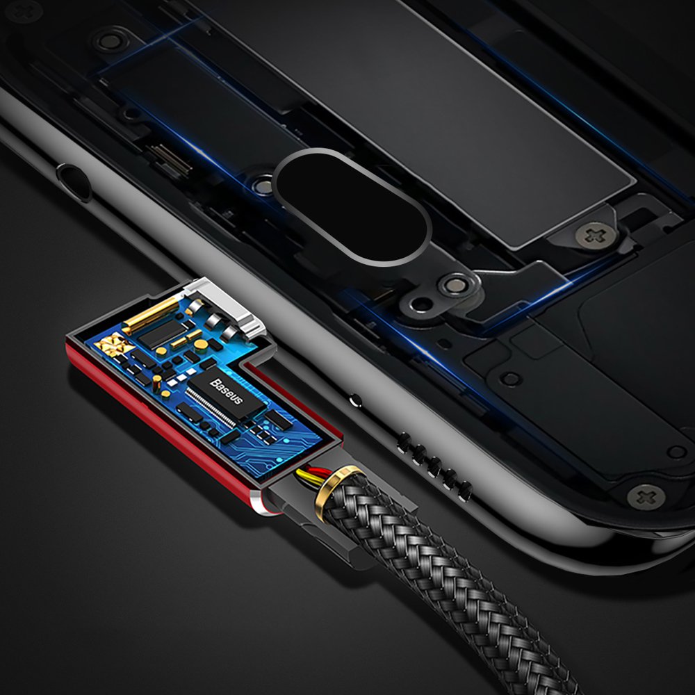 Kabel USB Baseus MVP Elbow dwustronny ktowy 2m MicroUSB czerwony ALCATEL One Touch Idol 3 4.7 cala / 4