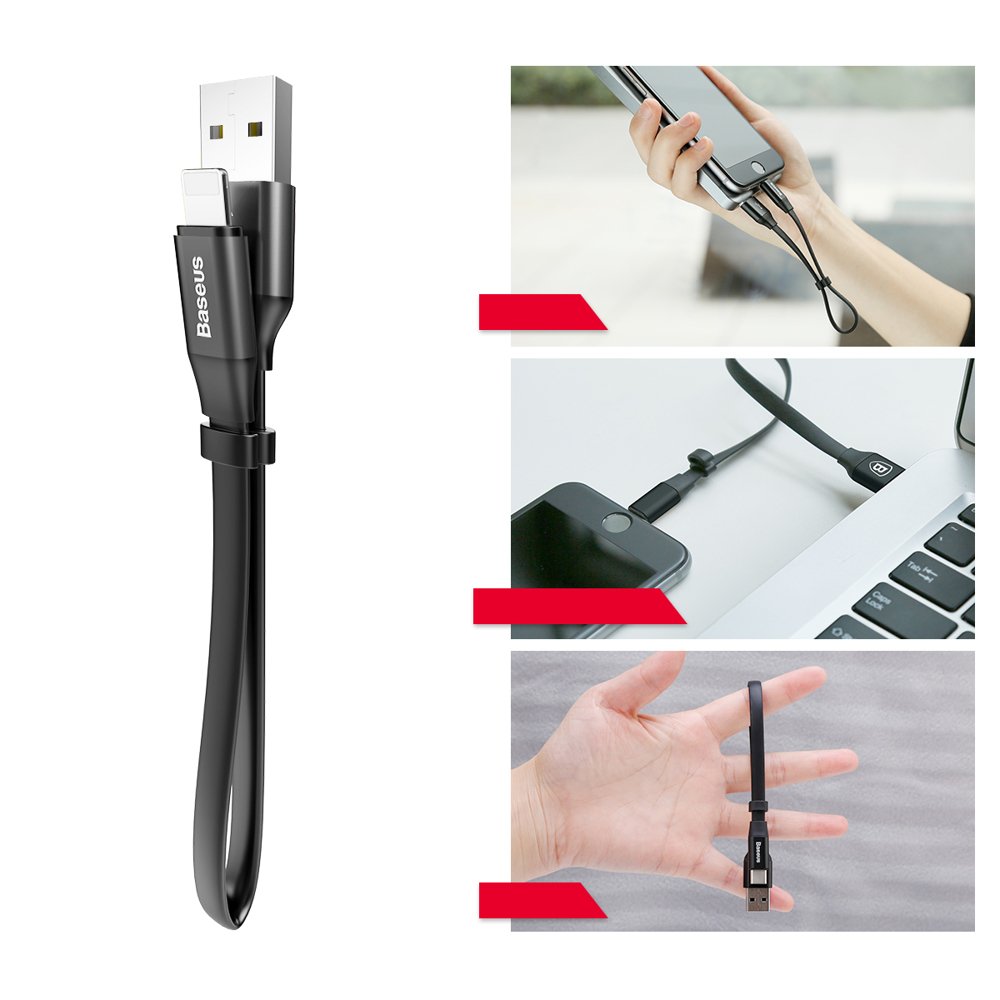 Kabel USB Baseus Nimble 0.23m 2A Lightning czarny / 10