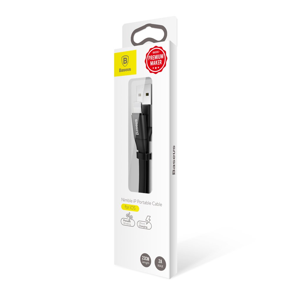 Kabel USB Baseus Nimble 0.23m 2A Lightning czarny APPLE iPhone SE 3 / 9