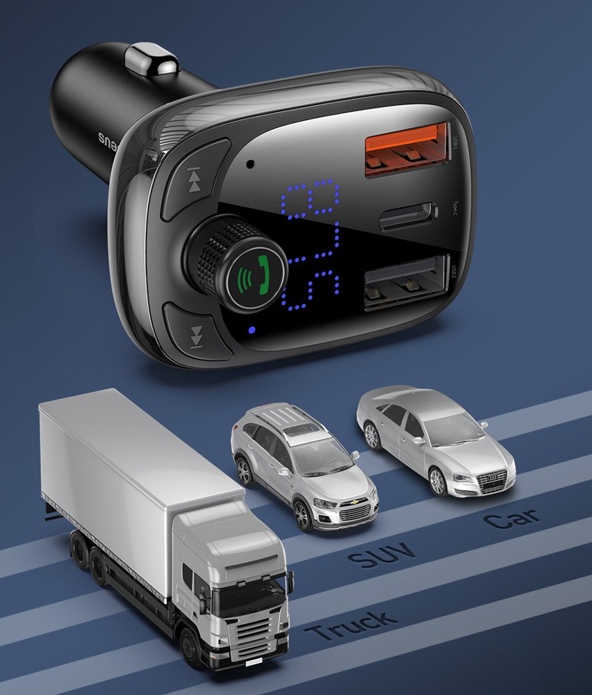 Ładowarka samochodowa Transmiter Fm Bluetooth Baseus S13 Pps Quick Charge 5a / 6