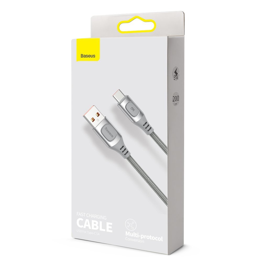 Kabel USB Baseus CATSS-B0S Quick Charge 5A 2m Typ-C srebrny Xiaomi 13 Ultra / 5