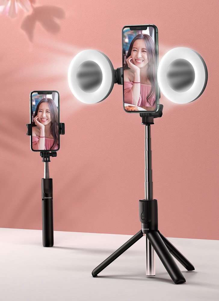 Statyw wysignik selfie Tripod Baseus SUDYZP-F01 czarny + 2 lampki PRESTIGIO Muze B3
