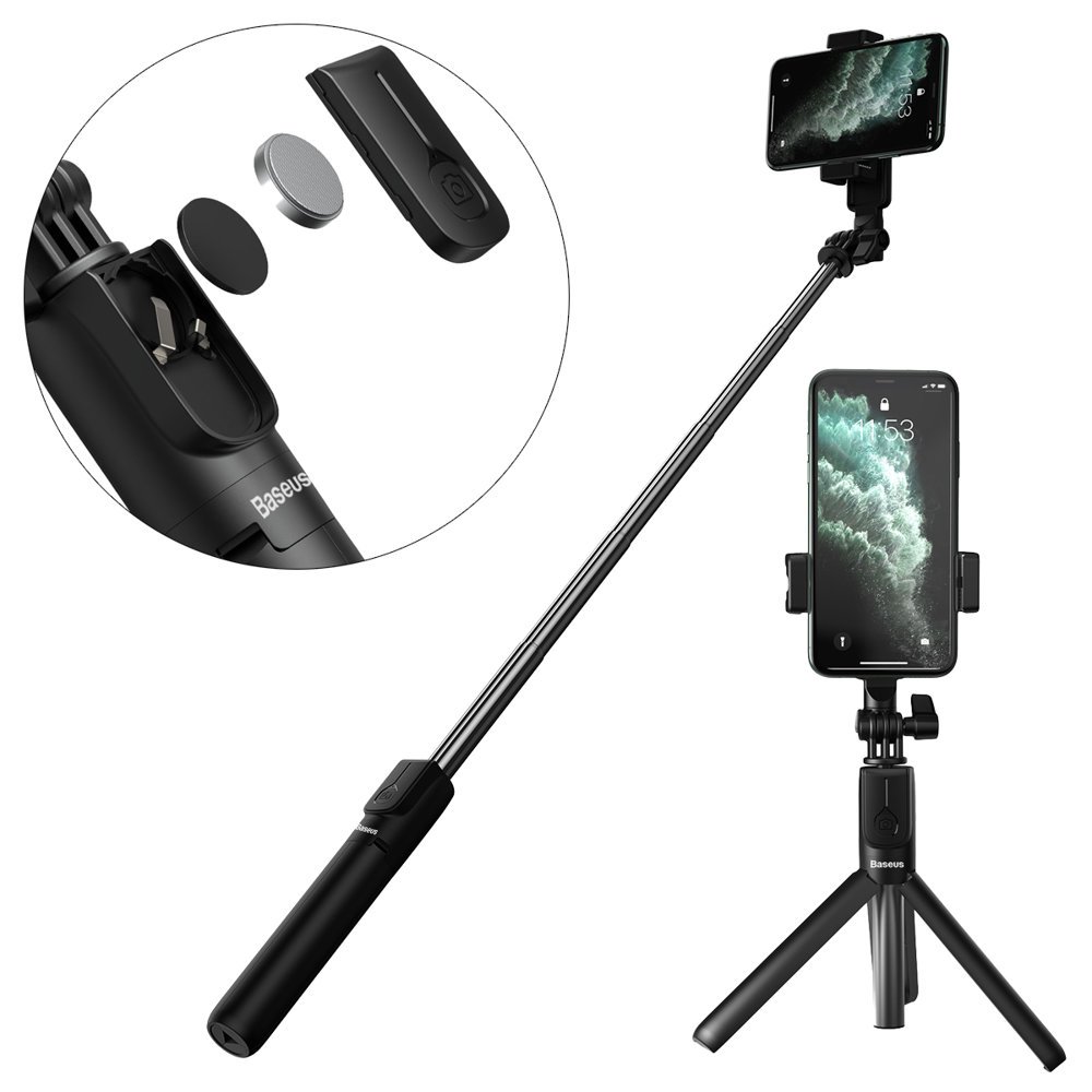 Statyw wysignik selfie Tripod Baseus SUDYZP-F01 czarny + 2 lampki SONY Xperia Z1 Compact / 2