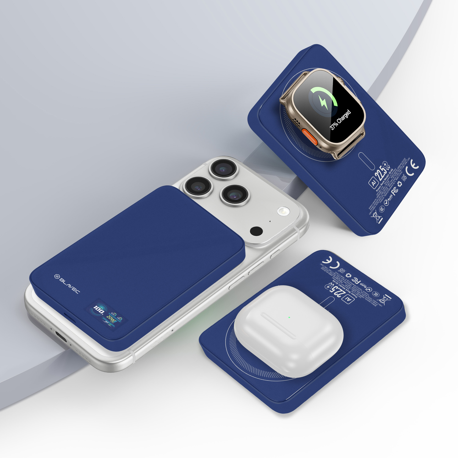 Power bank Blavec BJ-04 10000mAh Slim 22,5W indukcyjny Magsafe granatowy ALCATEL 1 2021 / 4
