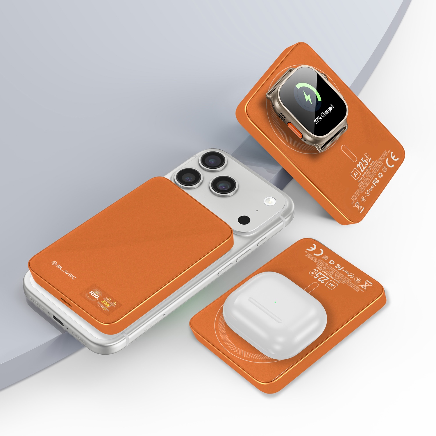 Power bank Blavec BJ-04 10000mAh Slim 22,5W indukcyjny Magsafe pomara�czowy ALCATEL 1 2021 / 4