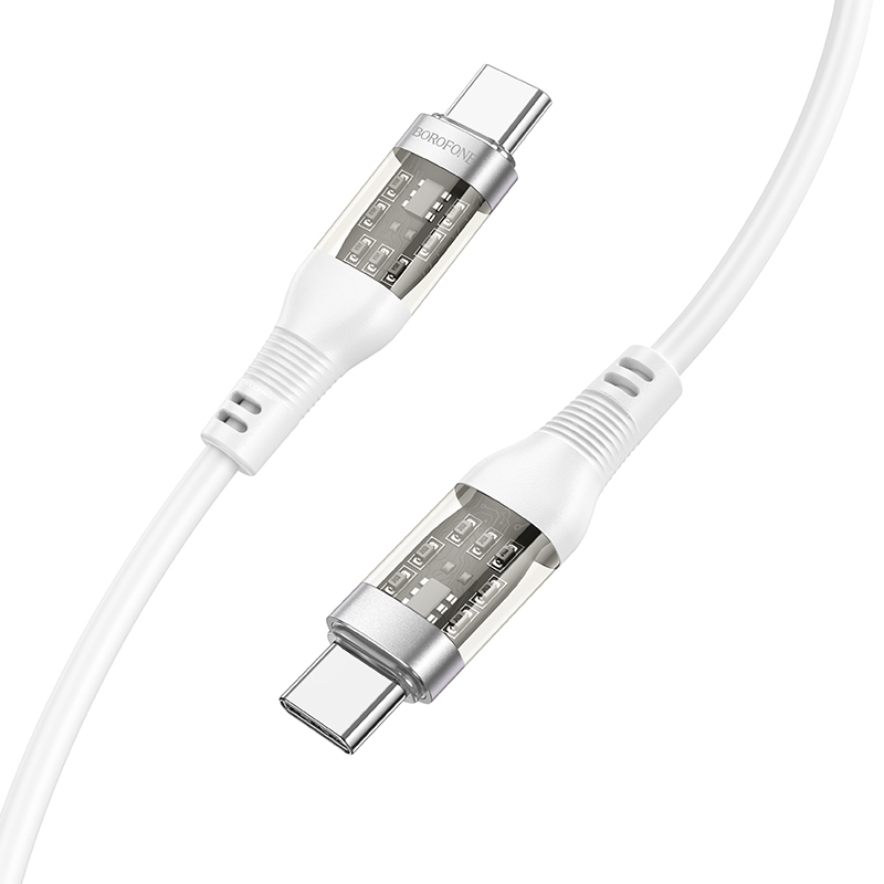 Kabel USB Borofone BU37 Transparent Exploration Typ-C na Typ-C 60W 1,2m biay Xiaomi Redmi R1