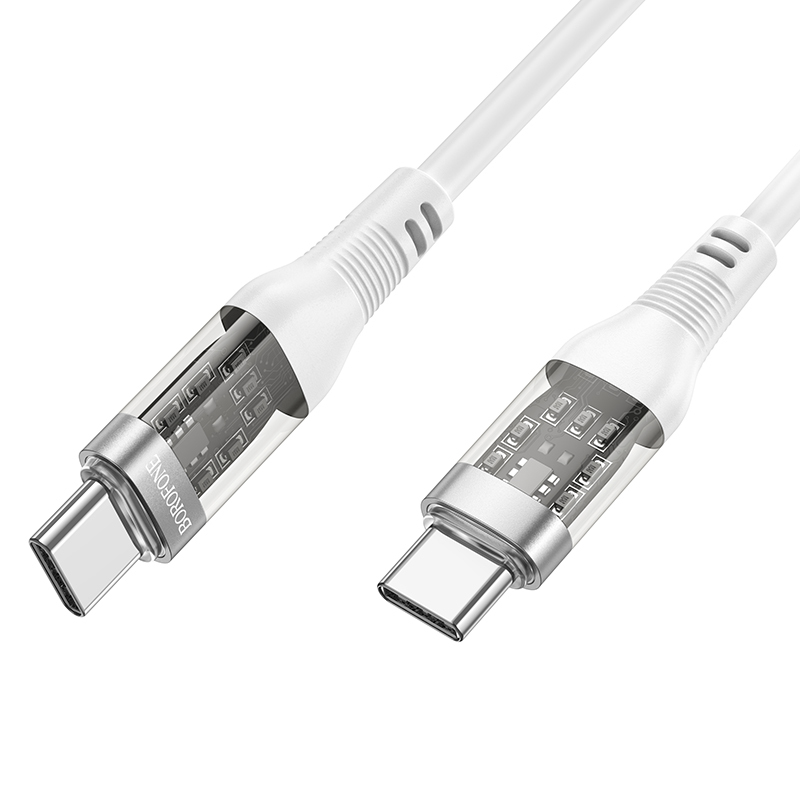 Kabel USB Borofone BU37 Transparent Exploration Typ-C na Typ-C 60W 1,2m biay Xiaomi Mi 5s / 2