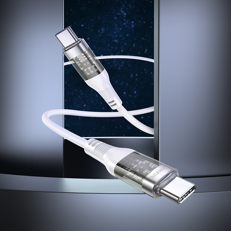 Kabel USB Borofone BU37 Transparent Exploration Typ-C na Typ-C 60W 1,2m biay HUAWEI Nova 8i / 4
