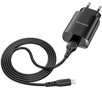 adowarka sieciowa Borofone BN1 Innovative USB na Lightning czarna APPLE iPhone 14 Plus / 2