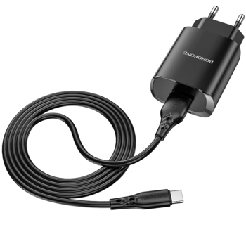 adowarka sieciowa Borofone BN1 Innovative z kablem USB na Typ-C czarna APPLE iPad 10.2 2020 / 2