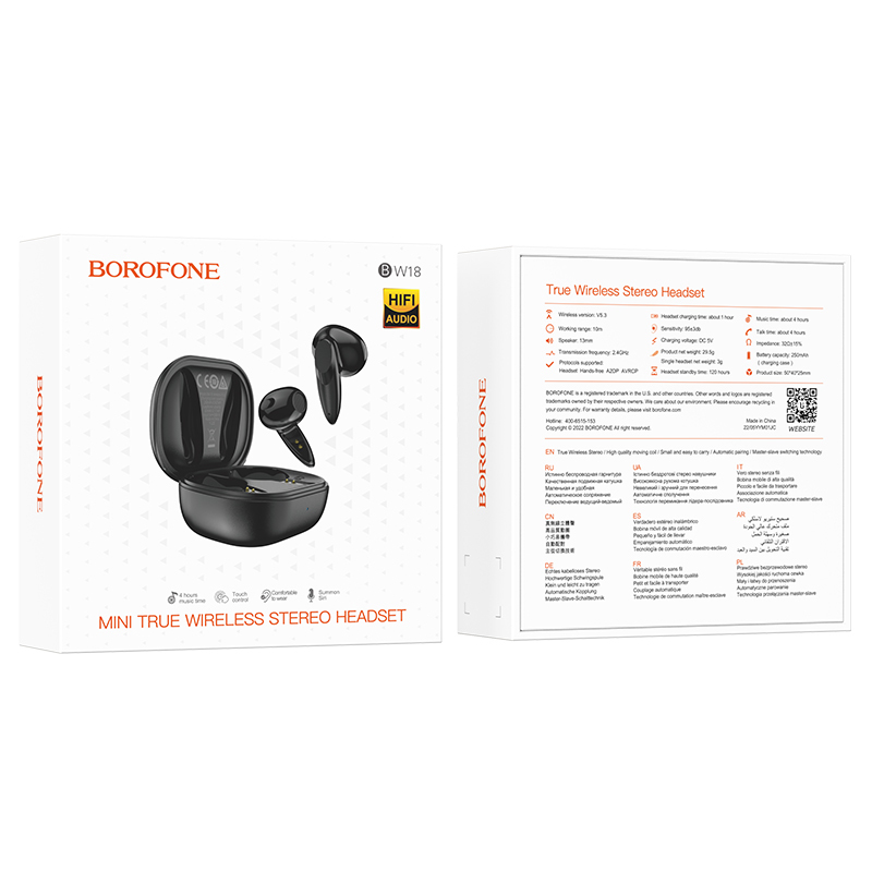 Suchawki Borofone Bluetooth TWS BW18 Initial Sound czarne HUAWEI Y5 2018 / 5