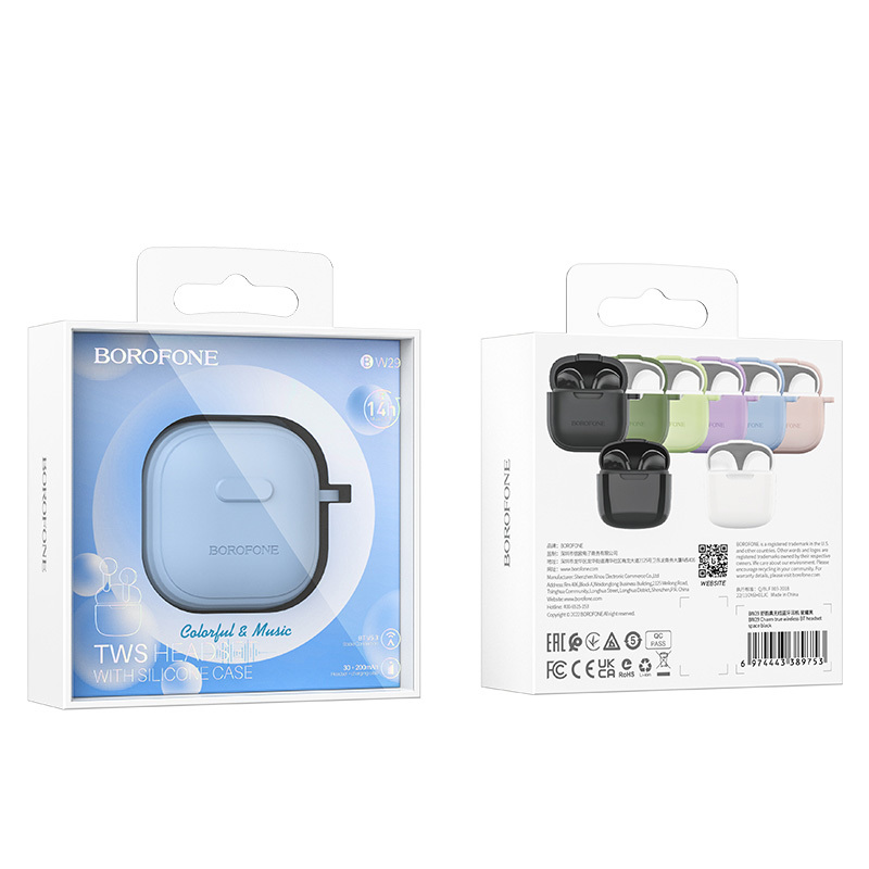 Suchawki Borofone Bluetooth TWS BW29 Charm niebieskie  Realme Note 50 / 4