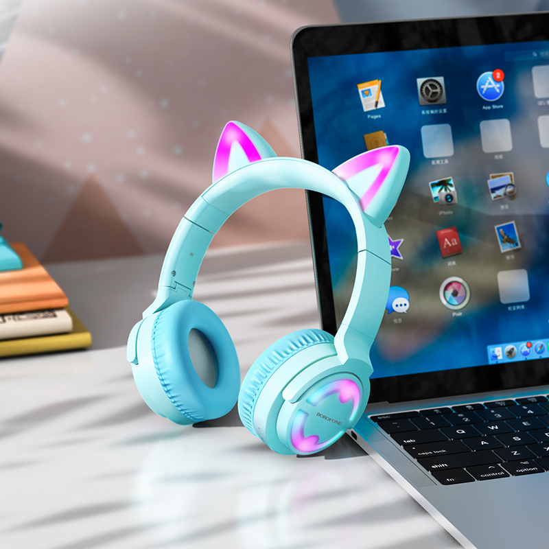 Suchawki Borofone nauszne BO15 Cat Ear bluetooth niebieskie  Xiaomi Mi Play / 3