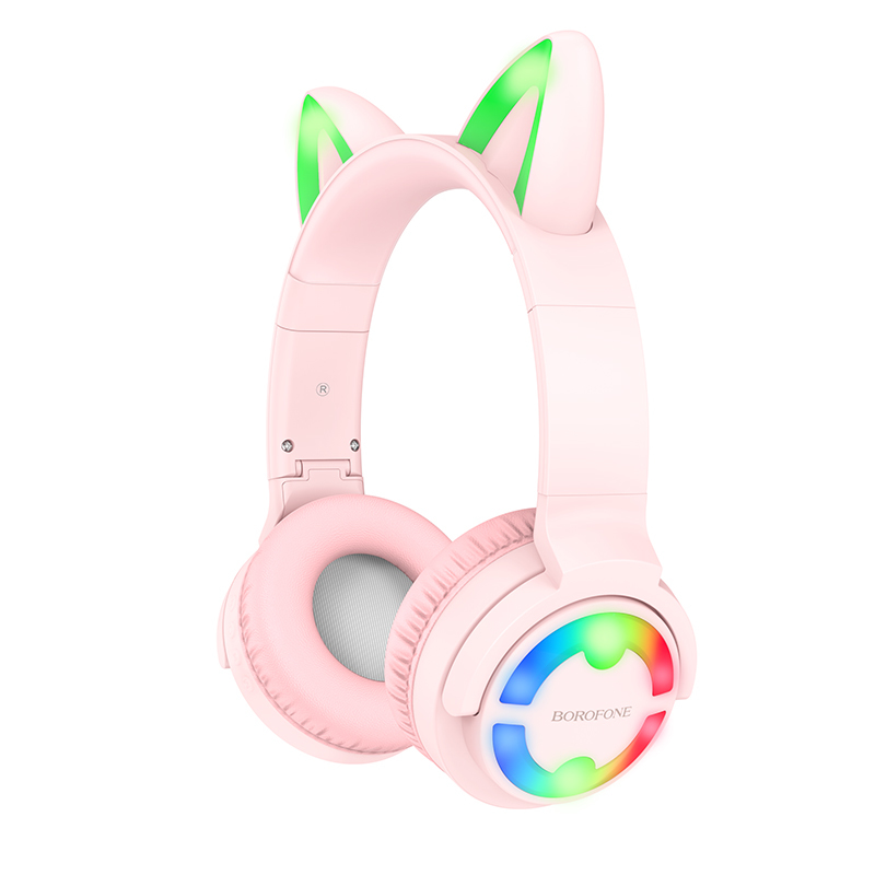Słuchawki Borofone nauszne BO15 Cat Ear bluetooth różowe