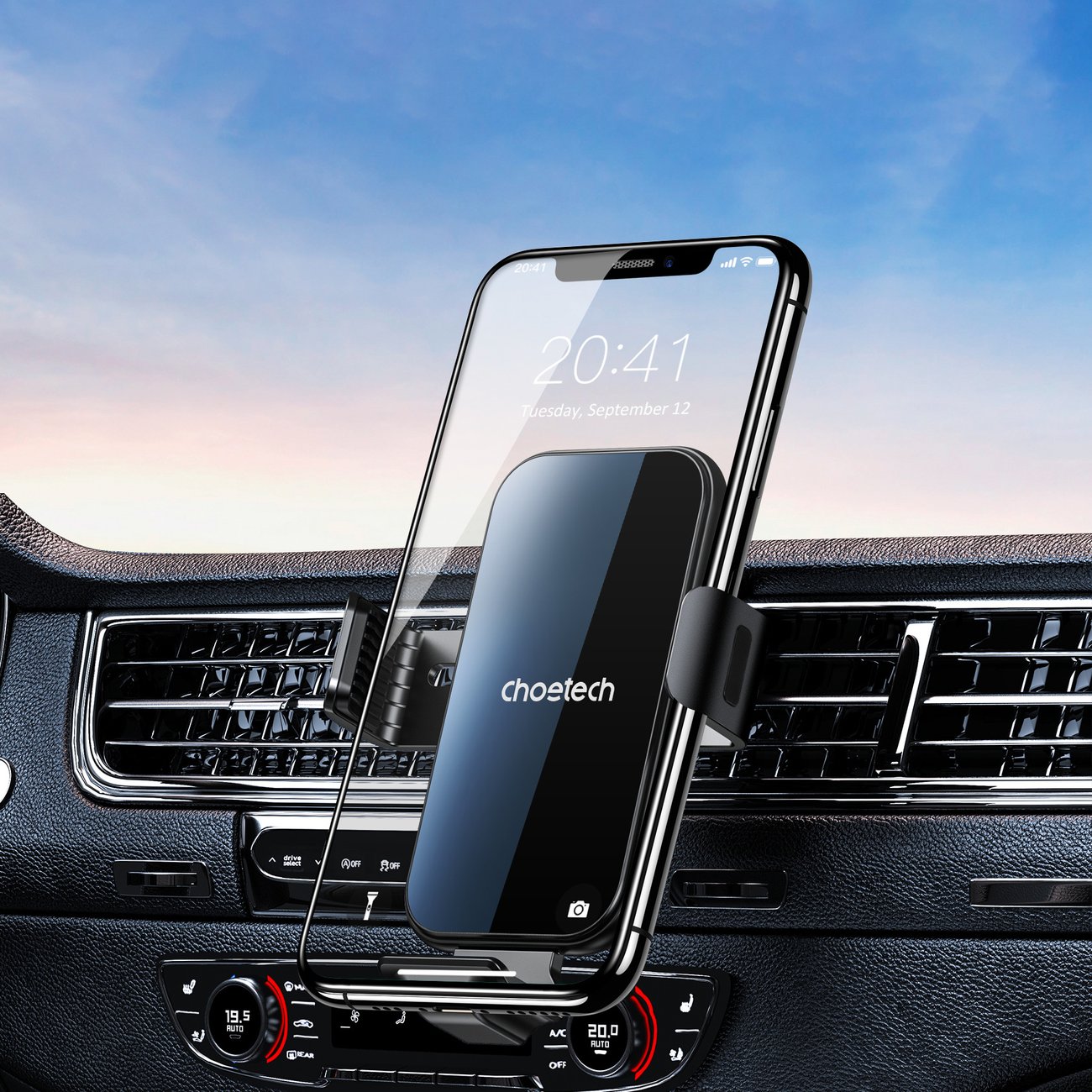 Uchwyt samochodowy Choetech z adowark indukcyjn do kratki T201-F czarny Xiaomi Mi Note 10 Lite / 2