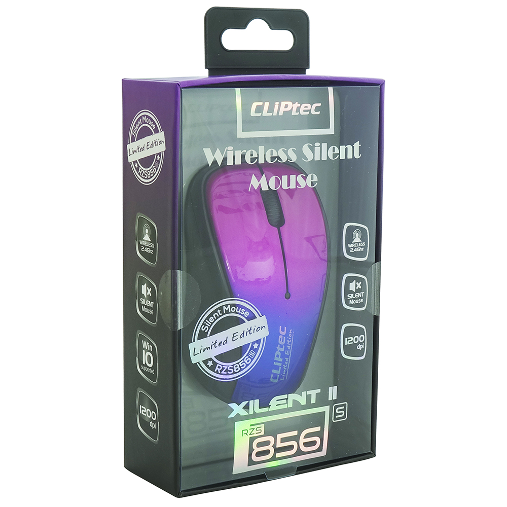 Dla gracza Cliptec Xilent II RZS856S mysz bezprzewodowa optyczna fioletowo-niebieska / 2