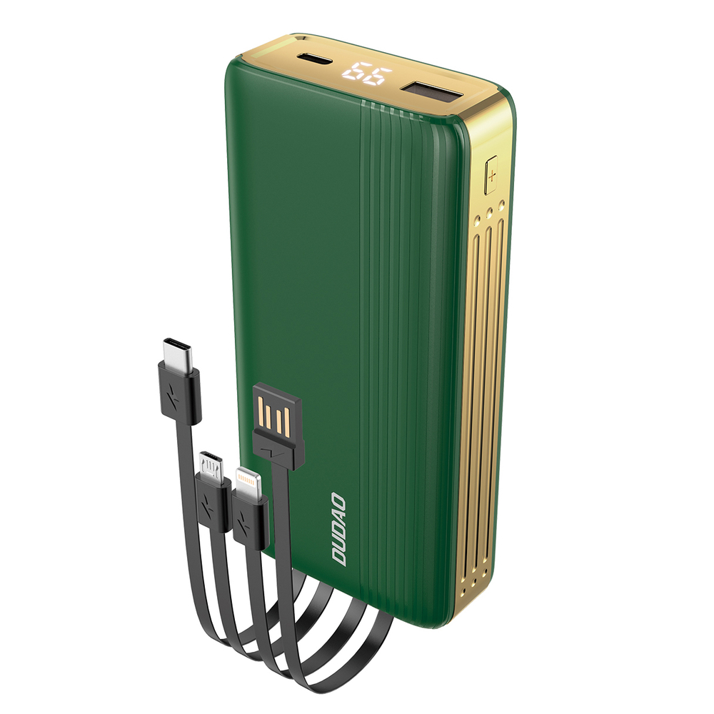 Power bank Dudao K4Pro 10000mAh z wbudowanymi kablami LED zielony APPLE iPhone 12 Pro