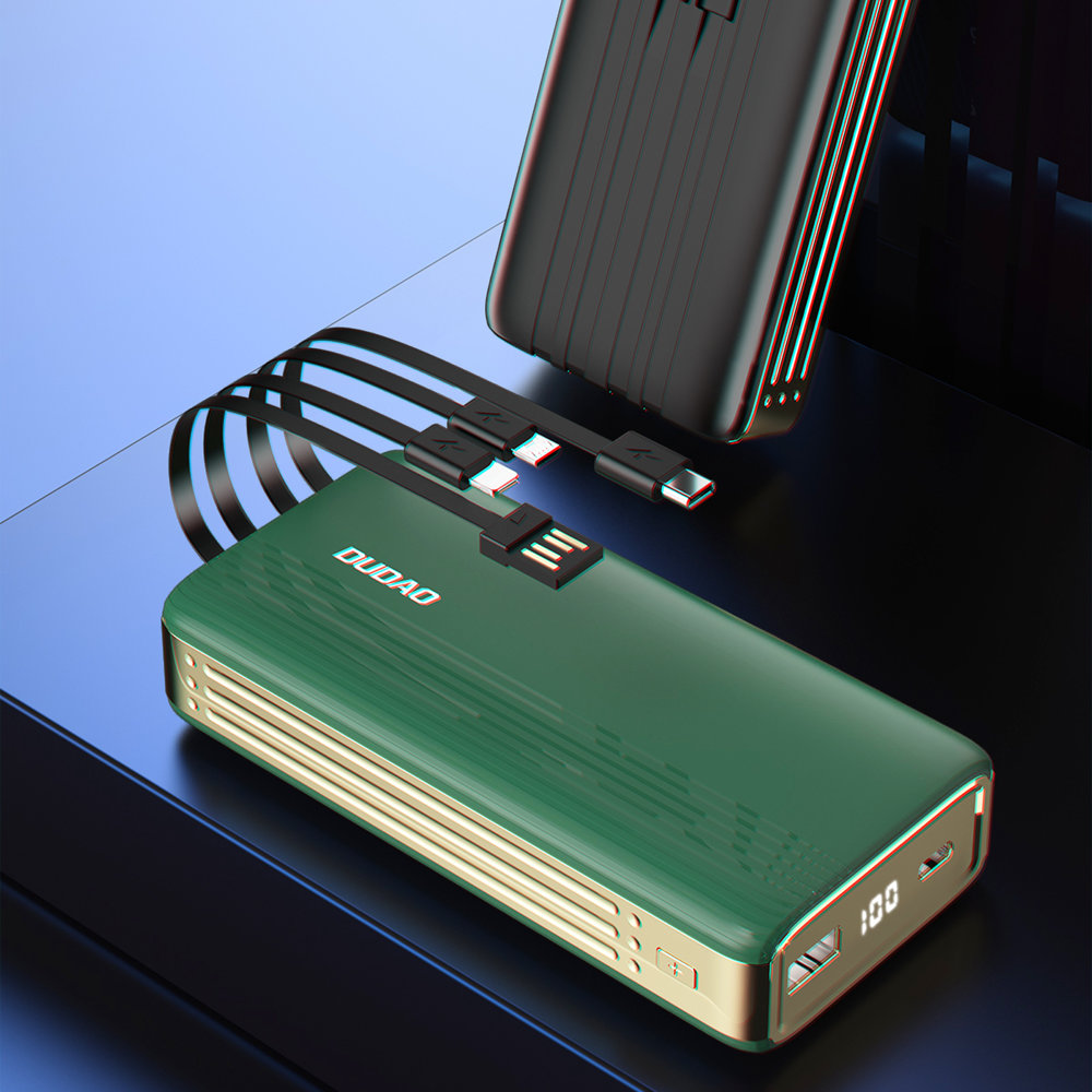 Power bank Dudao K4Pro 10000mAh z wbudowanymi kablami LED zielony SONY Xperia 5 V / 2