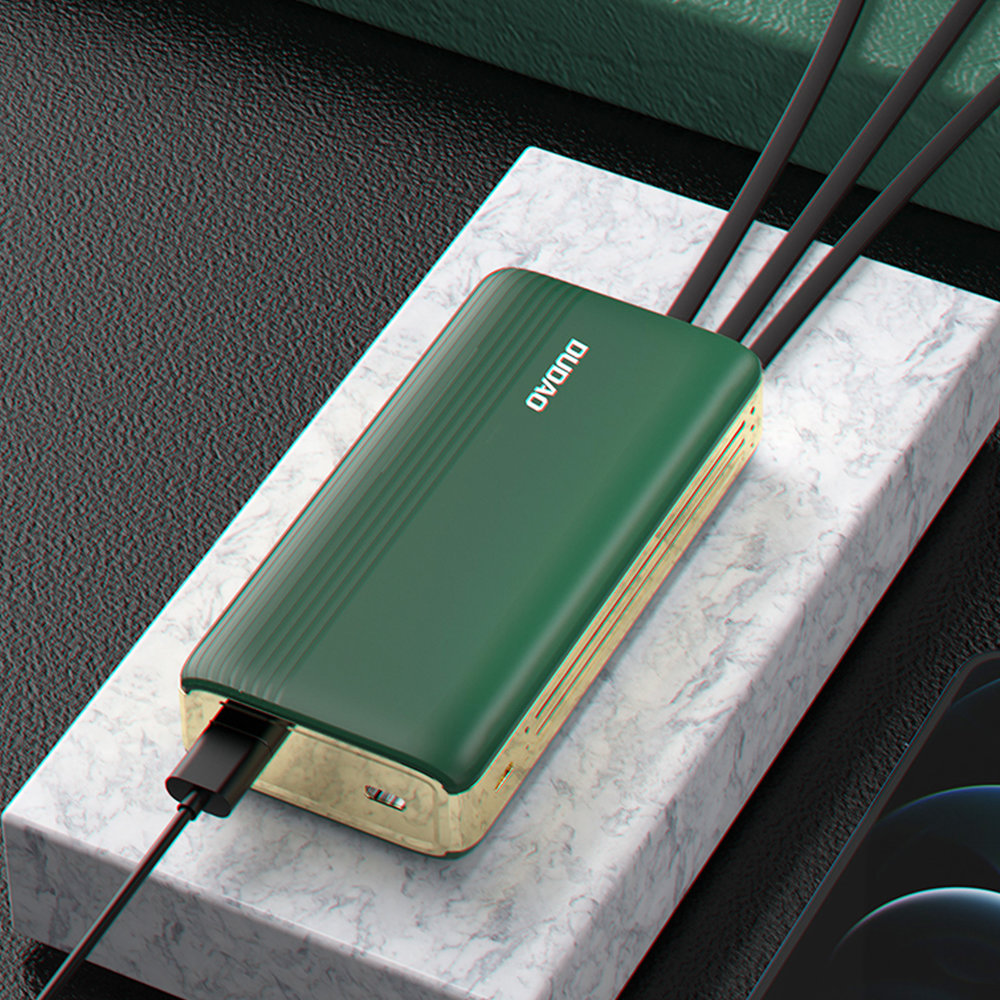 Power bank Dudao K4Pro 10000mAh z wbudowanymi kablami LED zielony Xiaomi Poco X3 / 4