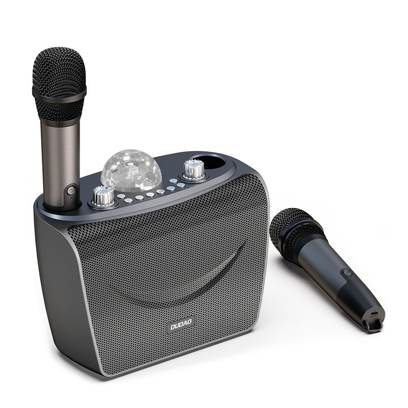 Mikrofon Dudao bluetooth 2x mikrofon + bezprzewodowy gonik z owietleniem Y15 DISCO czarny Kiano Elegance 4.5