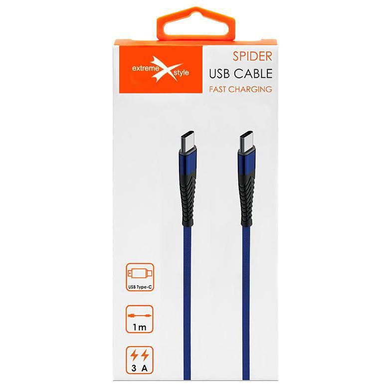 Kabel USB Extreme Spider 3A 1m Typ-C na Typ-C niebieski BLACKBERRY Keyone / 3