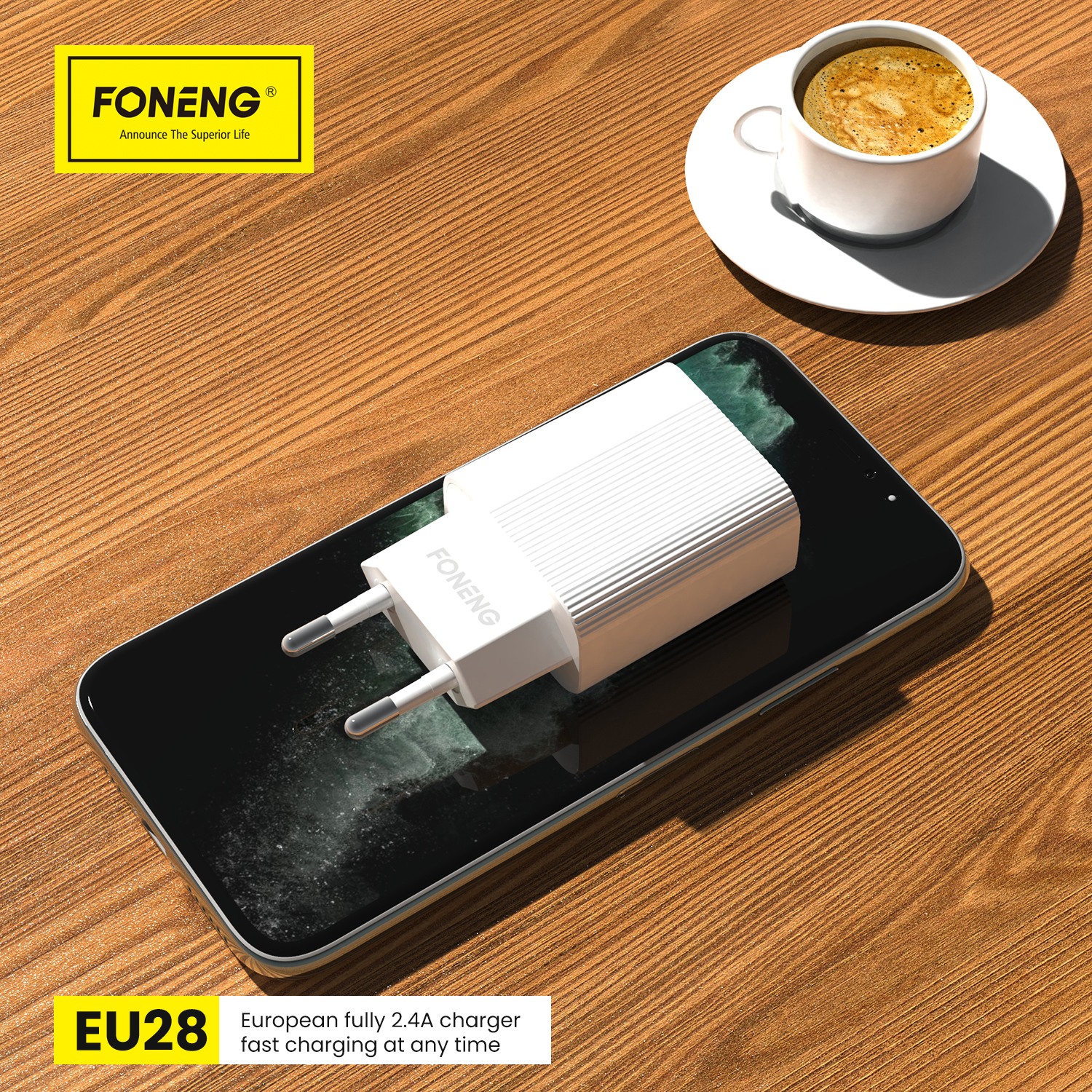 adowarka sieciowa Foneng EU28 2,4A z kablem USB na Micro USB biaa ASUS Zenfone GO ZB452KG / 6