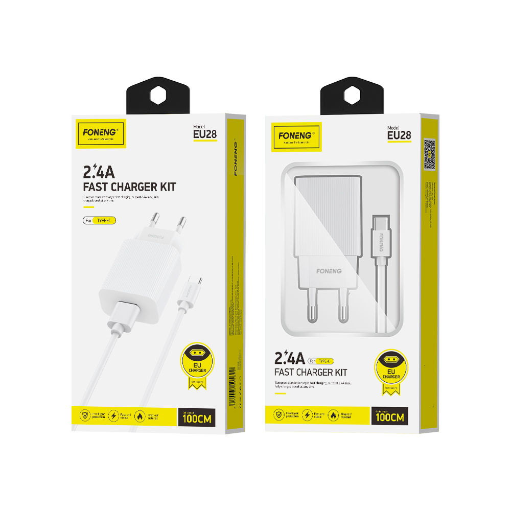 adowarka sieciowa Foneng EU28 2,4A z kablem USB na Typ-C biaa SAMSUNG Galaxy M32 5G / 6