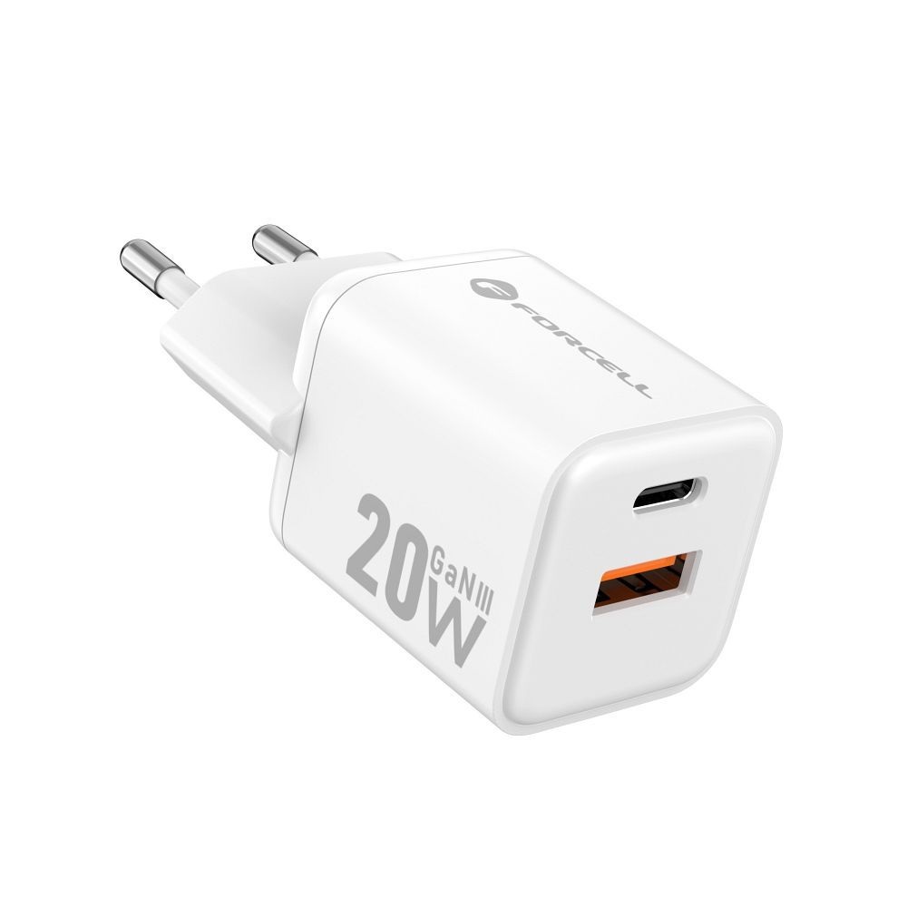 Ładowarka sieciowa Forcell F-Energy Mini GaN III USB C + USB A QC4.0 PD 20W VT-35A kostka biała SAMSUNG Galaxy A04e / 2 Ładowarka sieciowa Forcell F-Energy Mini GaN III USB C + USB A QC4.0 PD 20W VT-35A kostka biała SAMSUNG Galaxy A04e / 2