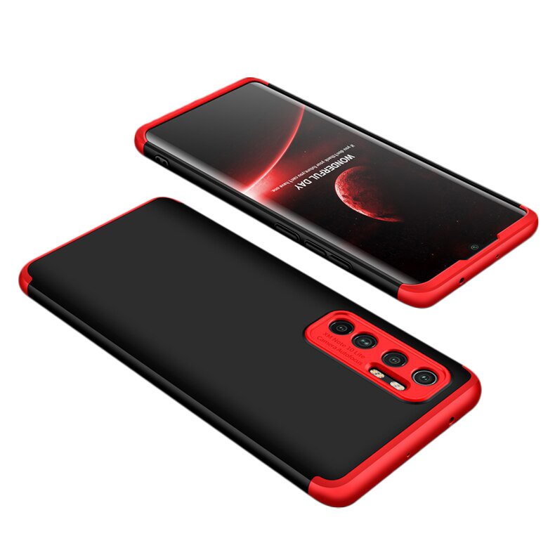 Pokrowiec etui na przd i ty GKK 360 Protection Case czarno-czerwone Xiaomi Mi Note 10 Lite