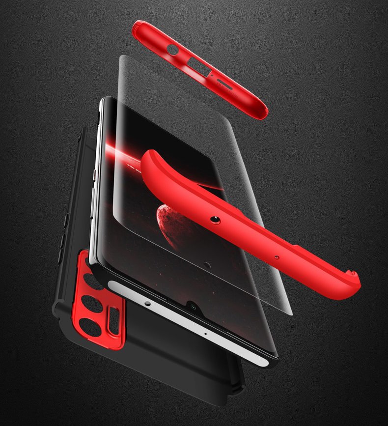 Pokrowiec etui na przd i ty GKK 360 Protection Case czarno-czerwone Xiaomi Mi Note 10 Lite / 4