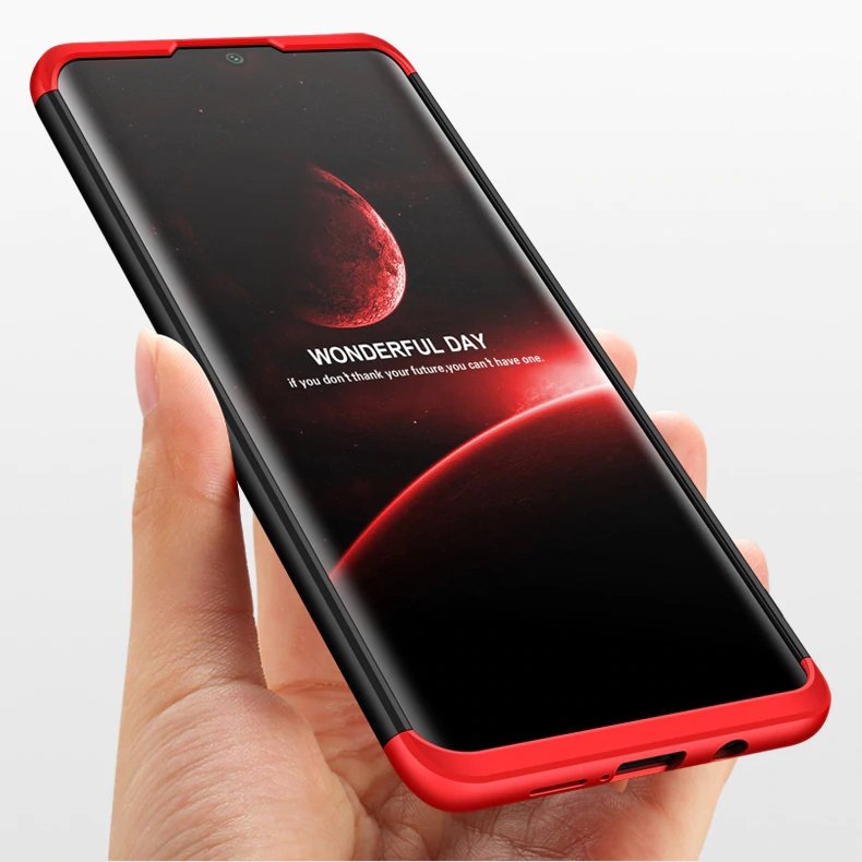 Pokrowiec etui na przd i ty GKK 360 Protection Case czarno-czerwone Xiaomi Mi Note 10 Lite / 7
