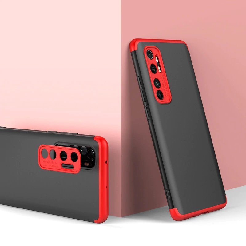 Pokrowiec etui na przd i ty GKK 360 Protection Case czarno-czerwone Xiaomi Mi Note 10 Lite / 8