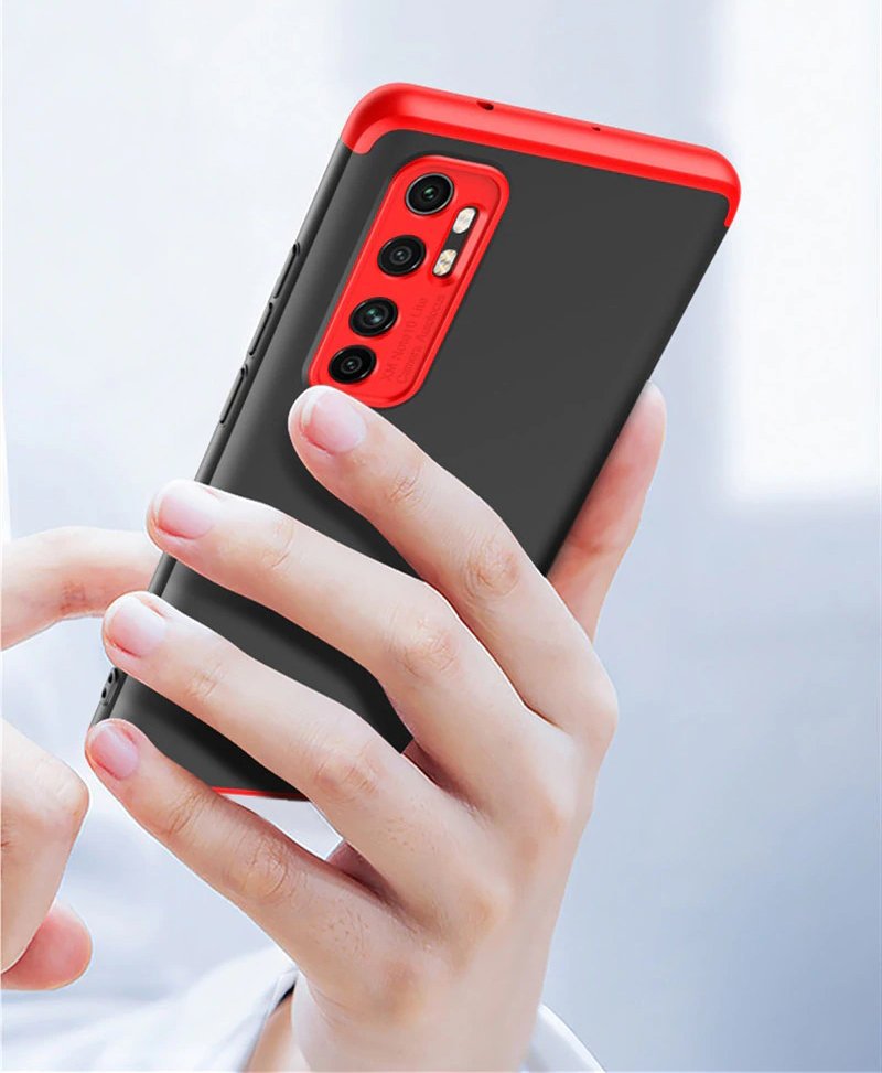 Pokrowiec etui na przd i ty GKK 360 Protection Case czarno-czerwone Xiaomi Mi Note 10 Lite / 9