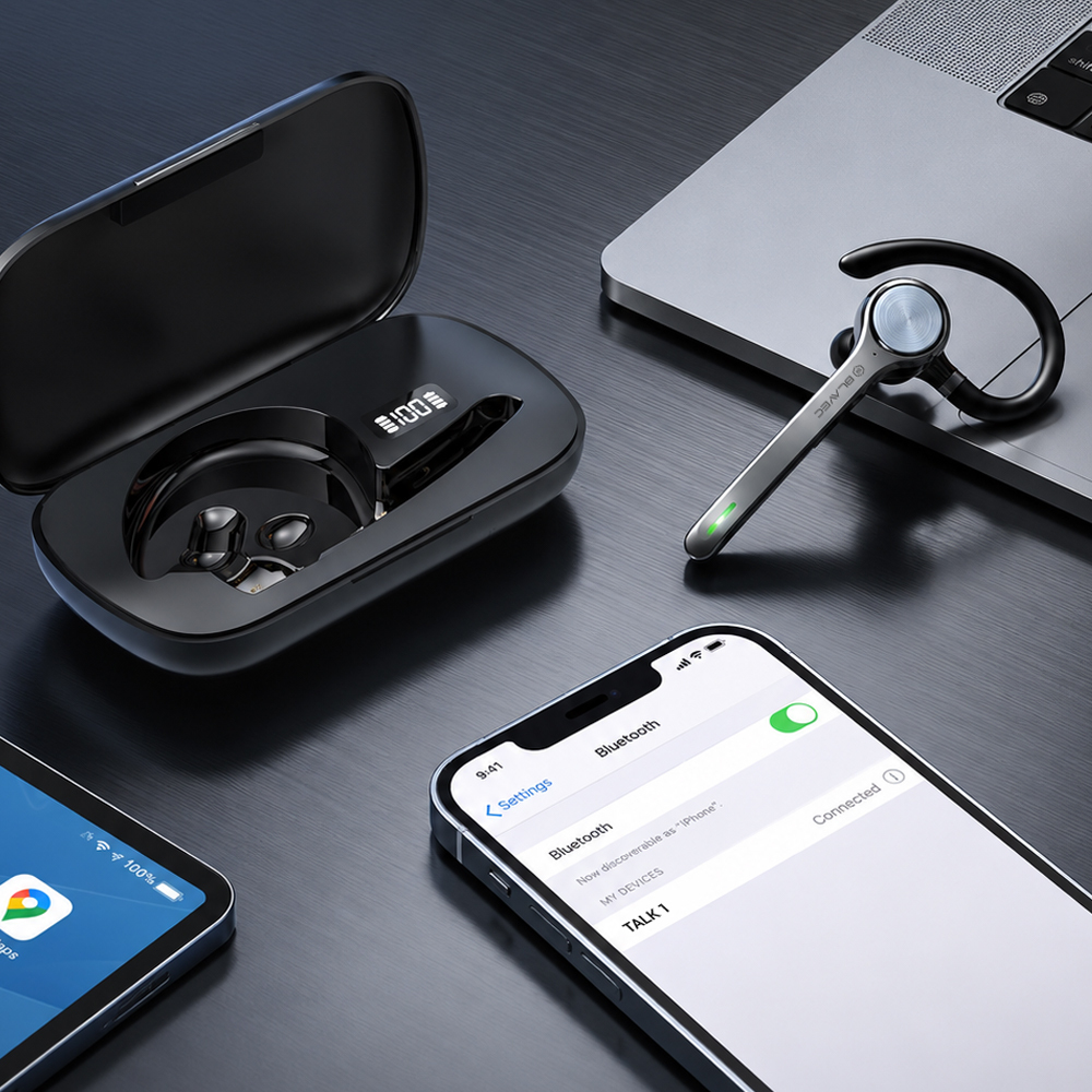 Słuchawka bluetooth Blavec Talk 1 Multipoint czarna Oppo A6 Pro 5G / 5 Słuchawka bluetooth Blavec Talk 1 Multipoint czarna Oppo A6 Pro 5G / 5
