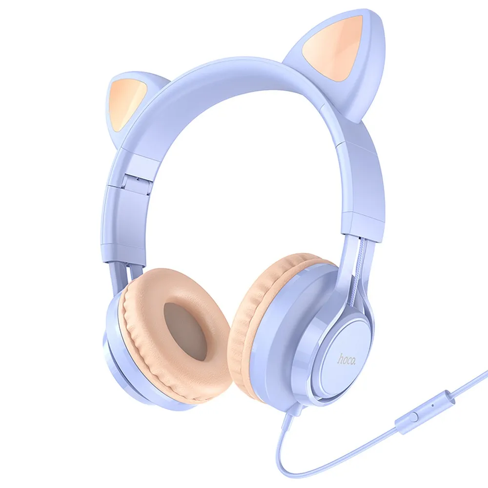 Suchawki HOCO nagowne z mikrofonem W36 Cat Ear niebieskie TP-LINK Neffos Y5s