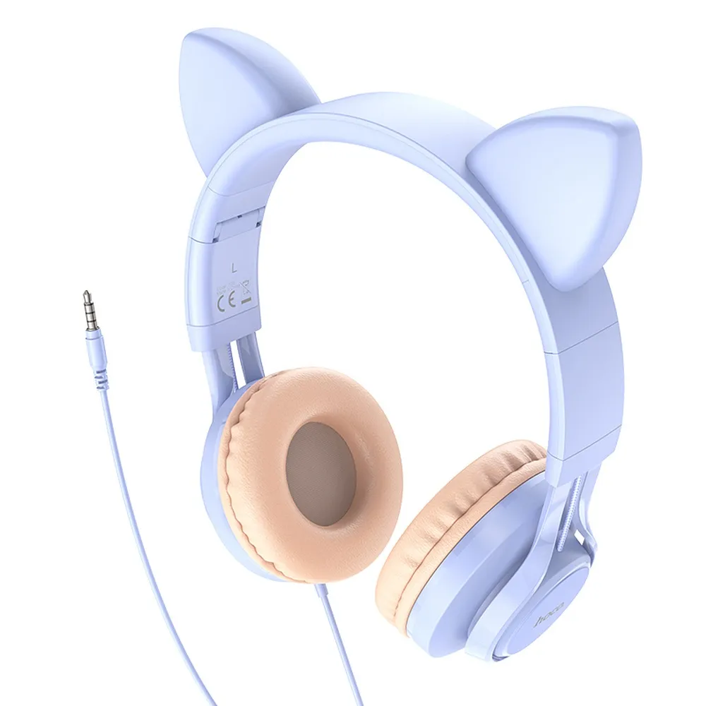 Suchawki HOCO nagowne z mikrofonem W36 Cat Ear niebieskie myPhone 1030 Halo / 2