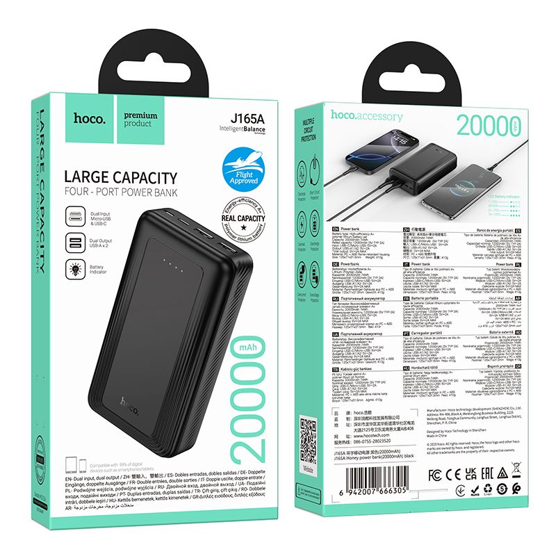 Power bank Hoco J165A 20000mAh 2A czarny SAMSUNG Galaxy Note 10 / 8 Power bank Hoco J165A 20000mAh 2A czarny SAMSUNG Galaxy Note 10 / 8