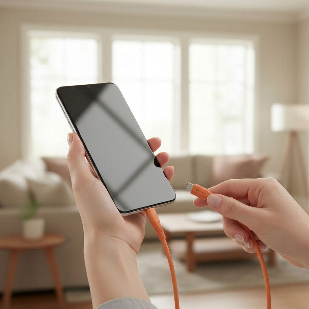 Kabel USB USB-C silikonowy 1m Forcell C344 60W QC4.0 PD 3A pomara�czowy SAMSUNG Galaxy A21s / 4