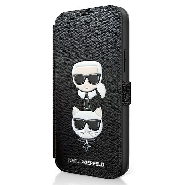 Pokrowiec Karl Lagerfeld Saffiano Karl & Choupette czarny APPLE iPhone 12 Mini / 2