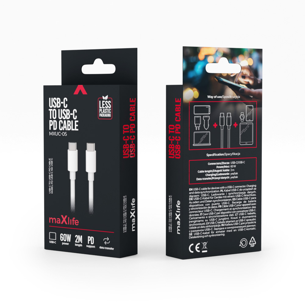 Kabel USB 2m 60W Typ-C na Typ-C biały SAMSUNG Galaxy A04s / 7 Kabel USB 2m 60W Typ-C na Typ-C biały SAMSUNG Galaxy A04s / 7