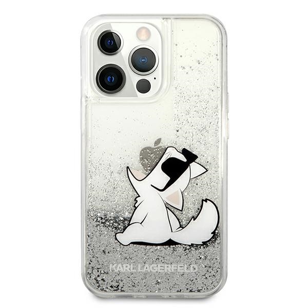 Pokrowiec Karl Lagerfeld Liquid Glitter Choupette Fun srebrne APPLE iPhone 13 Pro / 2